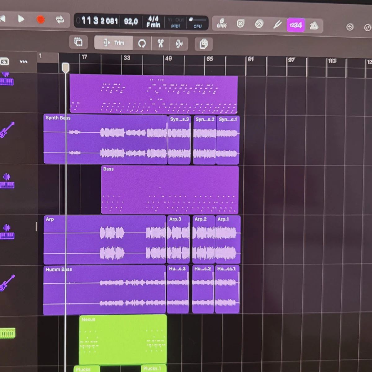 Studio production detail from the instrumental arrangement of Where Is The Peace.