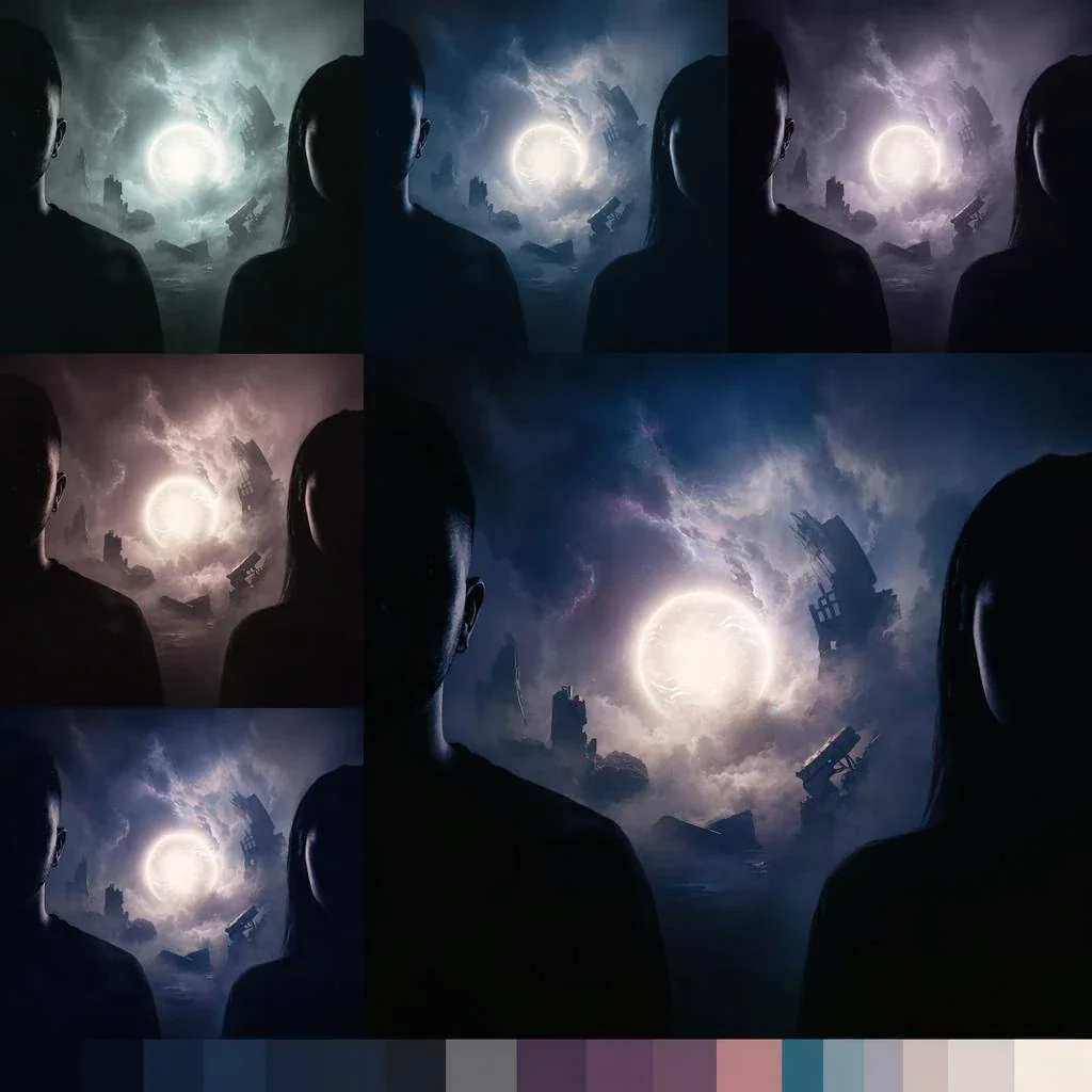 Color development study showing the atmosphere of Where Is The Peace.